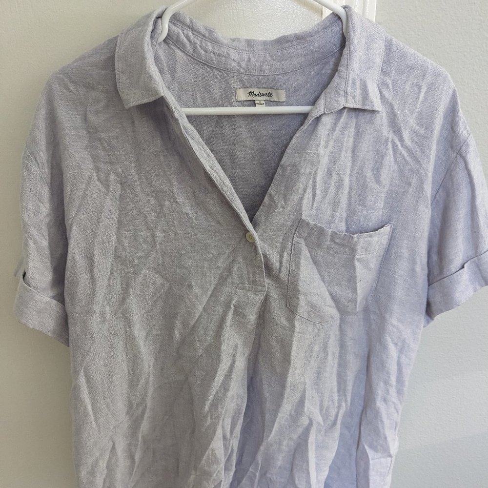 Madewell short-sleeve button-down linen blend shirt